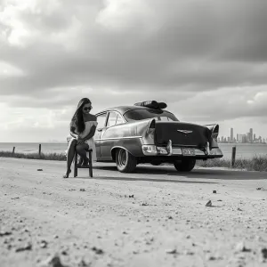 Nostalgia's Embrace: Solitude on Deserted Shore