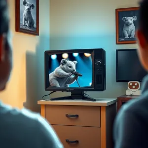 Black Television with Singing Animal