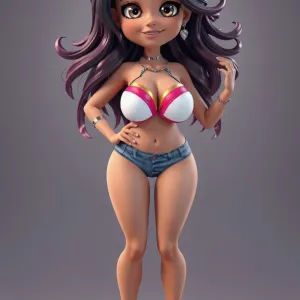 Adorable 3D Character, Full body illustration of Sofie Vergara as a gorgeous