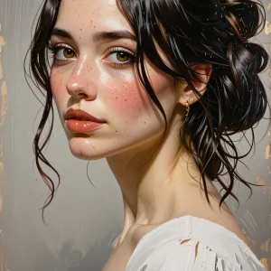 Kat Dennings painted in the style of Degas