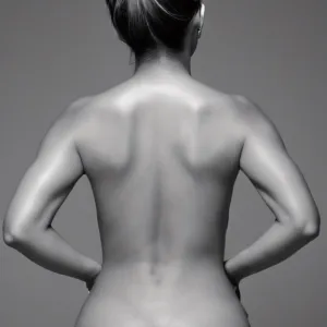 Jennifer Lopez nude, hair in a bun, , seen from the back