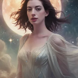 ethereal fantasy concept art of Anne Hathaway . magnificent, celestial, ethereal, painterly