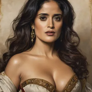 Salma Hayek, painted in the style of Rubens
