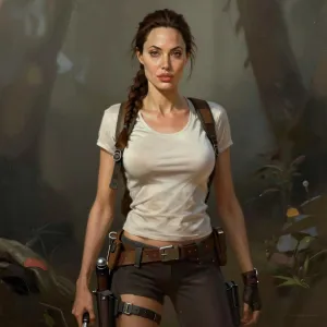 concept art Angelina Jolie as Lara Croft in Tombraider painted by Degas