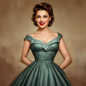 concept art A vintage-style photo of a woman in a 50s dress