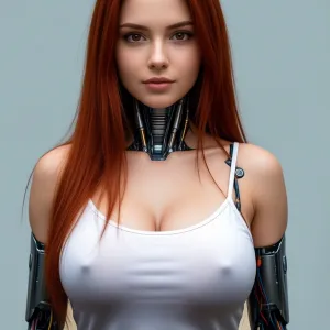 cybernetic robot Generate an image of a young adult woman with long