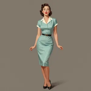 concept art A vintage-style photo of a woman in a 50s dress