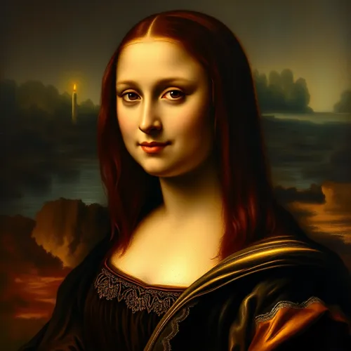 Rembrandtesque Mona Lisa in Dutch Attire: Baroque Chiaroscuro Masterpiece