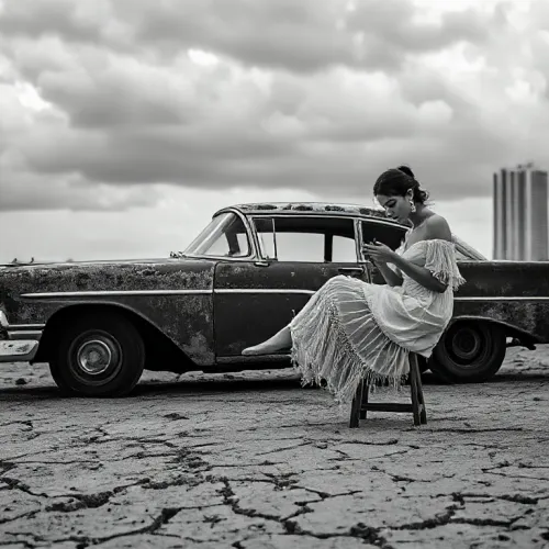 Abandoned Car by the Shore: A Study in Nostalgia