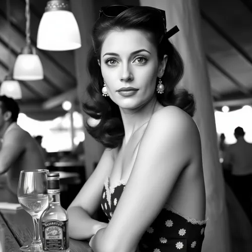 1960s Ava Gardner at Beach Bar Sketch
