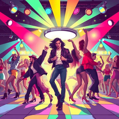 Vibrant Nightclub Mosaic: Street Art Meets '80s Glamour