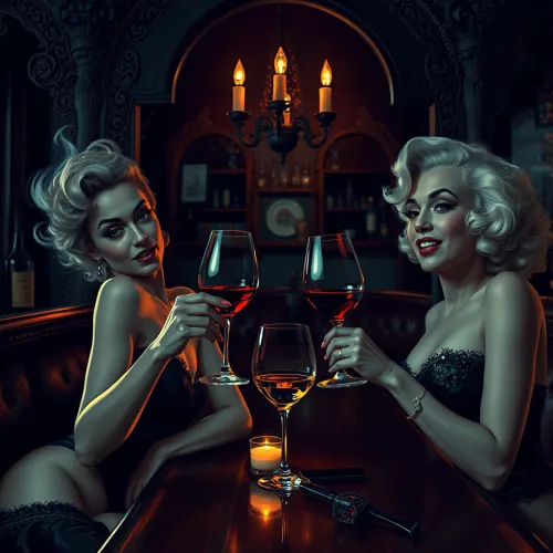 Dark Fantasy: Salma Hayek & Marilyn Monroe at the Wine Bar