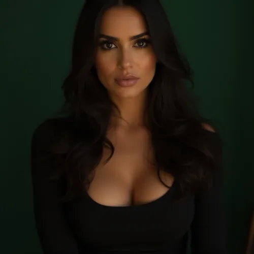 Mystical Glamour: Salma Hayek in Green Backdrop