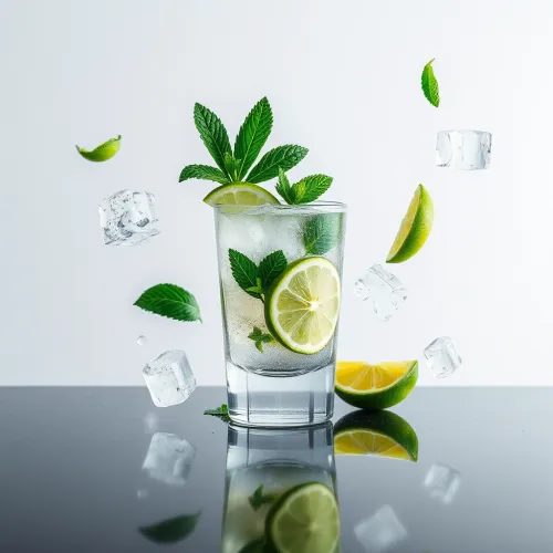 Detailed Mojito Moment in Suspended Motion