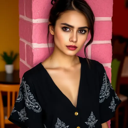 Curious Beauty in a Pink Cafe