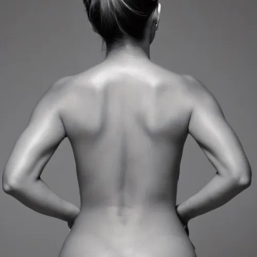 Jennifer Lopez nude, hair in a bun, , seen from the back