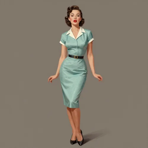 concept art A vintage-style photo of a woman in a 50s dress