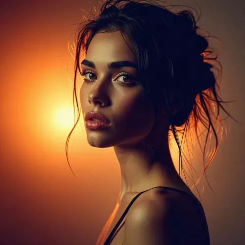 (Dramatic lighting:1.1) A portrait of a beautiful woman with sharp contrasts between
