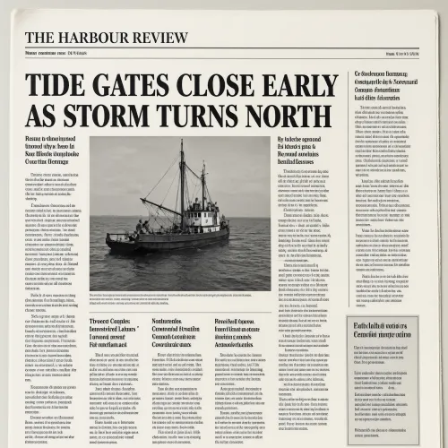 Front page of a broadsheet newspaper, aged newsprint texture