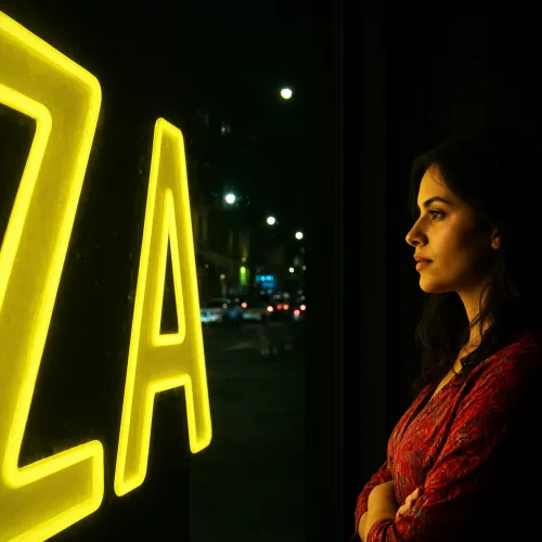 The image captures a moody, atmospheric scene at night