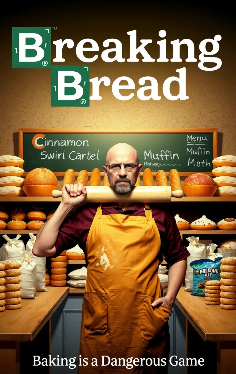 Breaking Bread" Poster: A Comical Take on Breaking Bad in a Baking World
