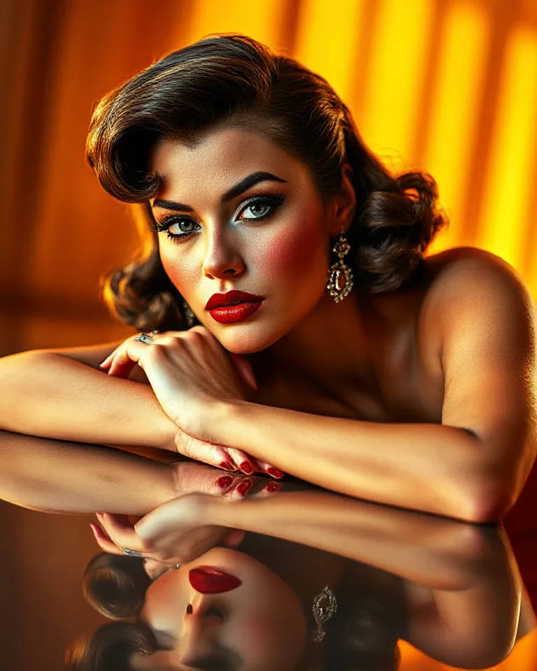 1950s Glamour: Vintage Portrait of Confident Beauty