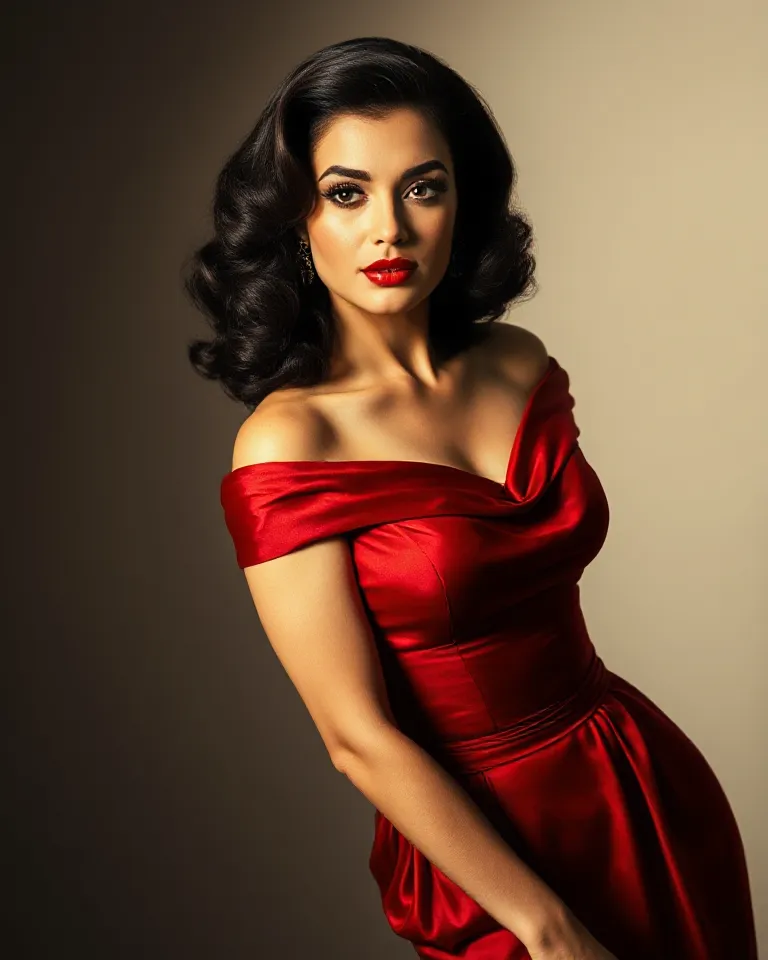 Elegant Red Dress: Vintage Glamour