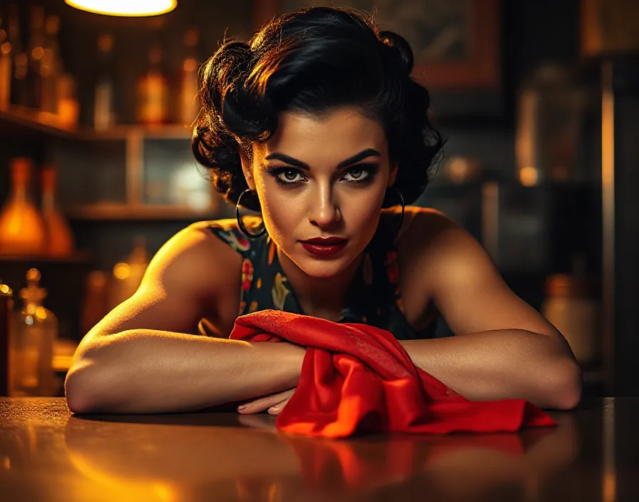 1950s Pin-Up Artistry in Moody Glamour