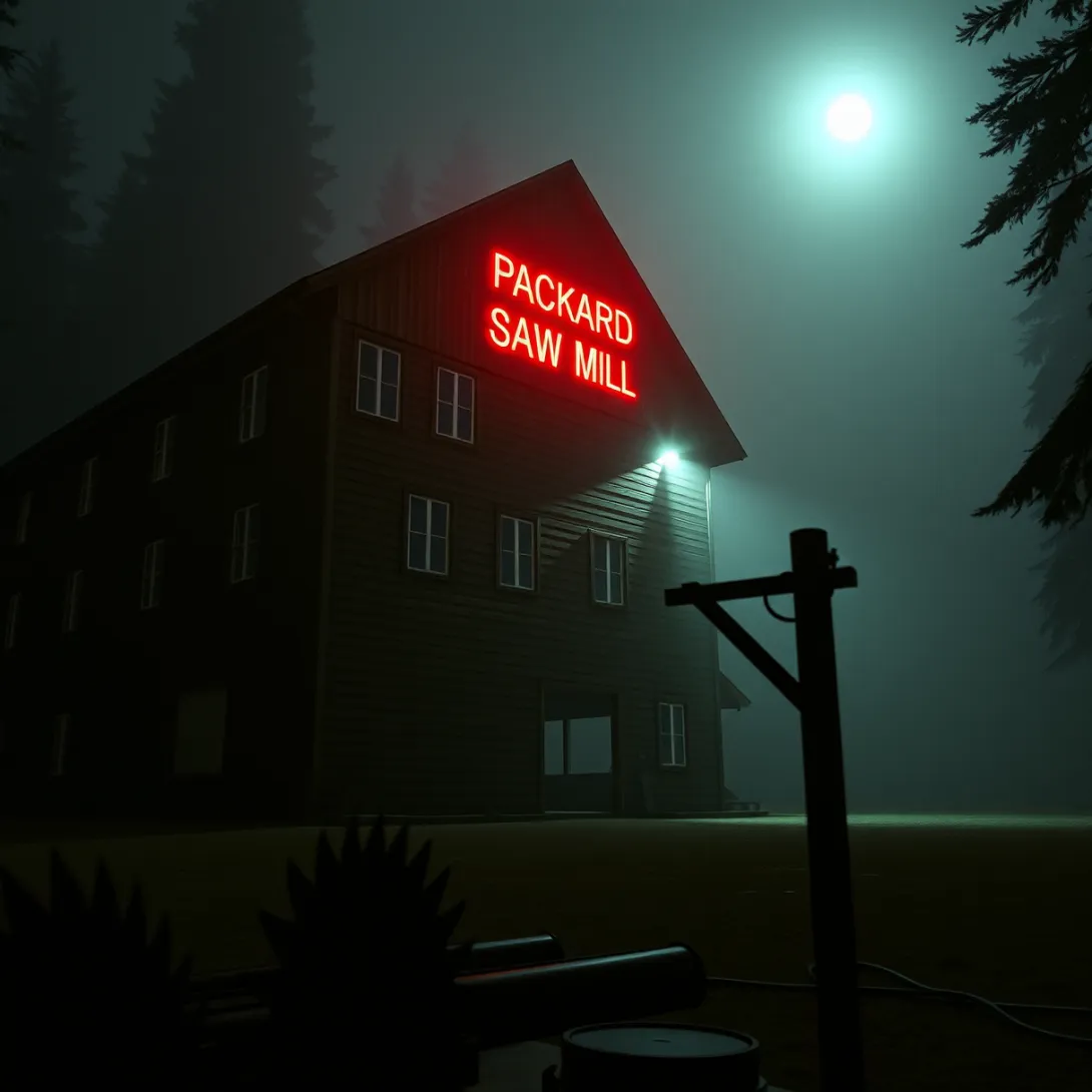 Twin Peaks' Abandoned Mill under Moonlight