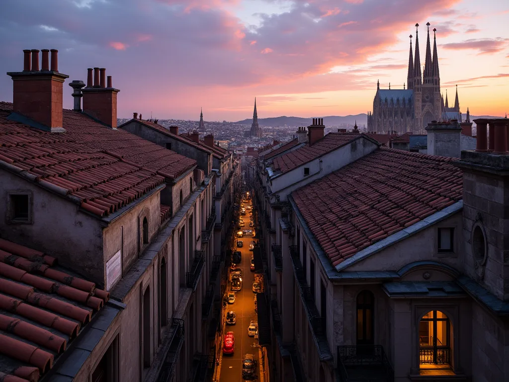 Barcelona Dusk: Gothic Rooftops Glow