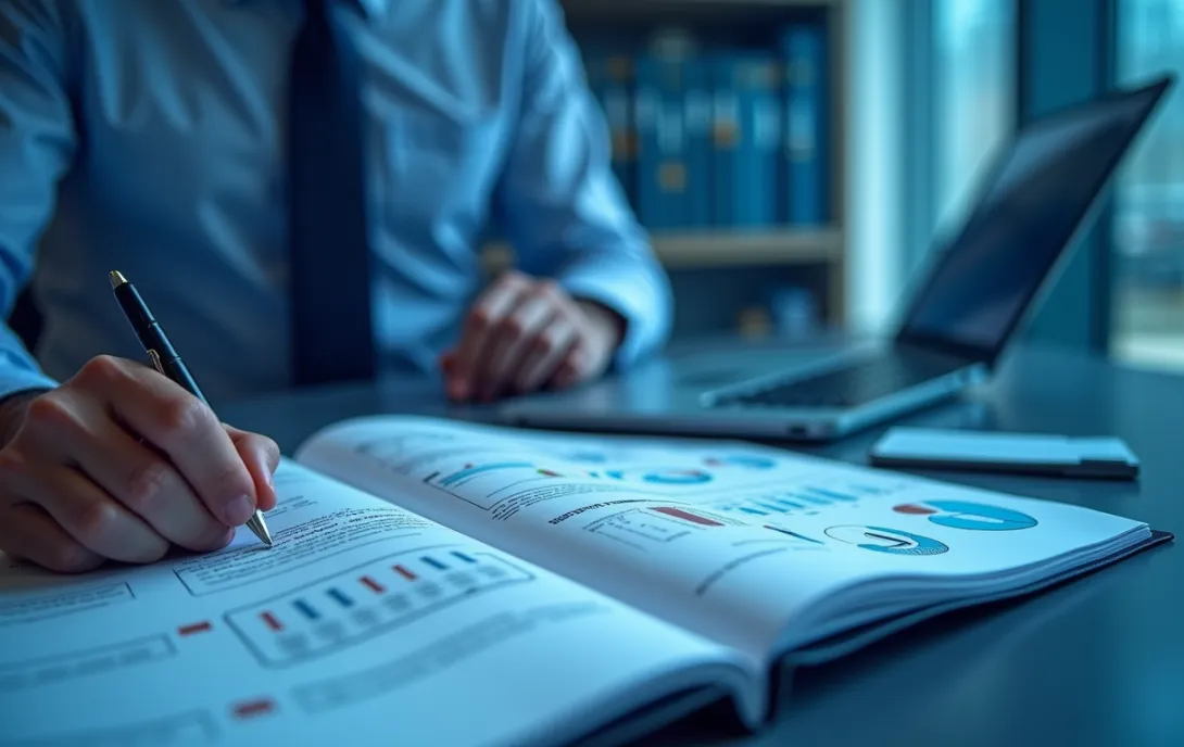Professional Image for NEN Standards Website: Modern Workspace with Detailed Graphics