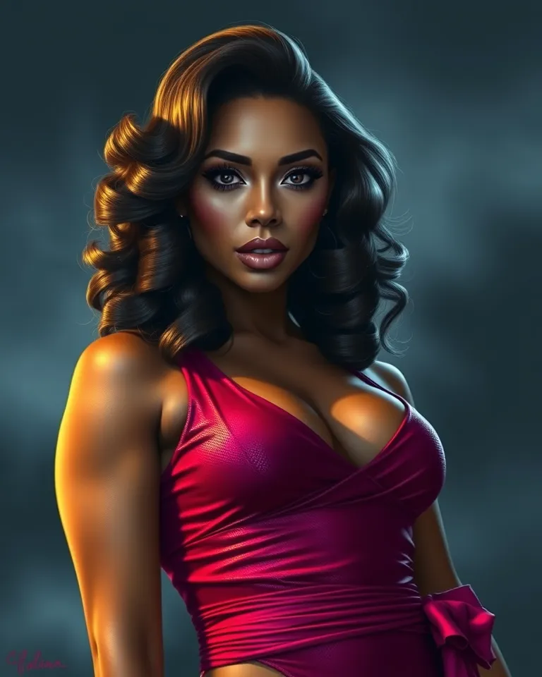 Hyper-realistic Digital Portrait: Pam Grier as Heroic Beauty