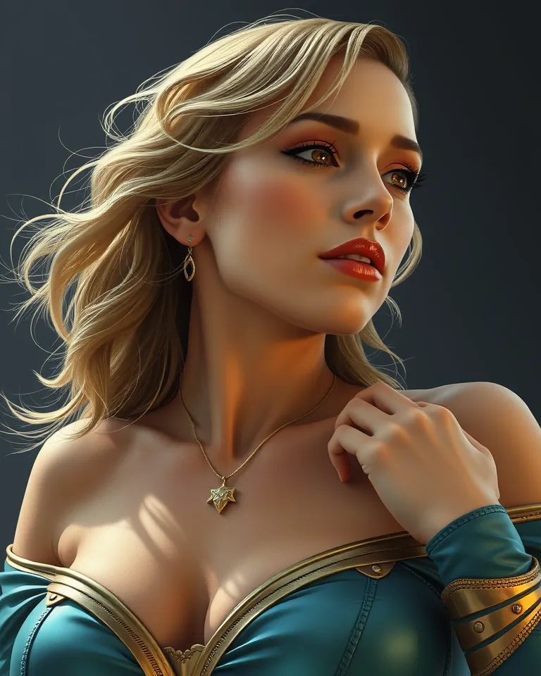 Hyper-realistic Digital Painting: Scarlett Johansson as a Stunning Heroine