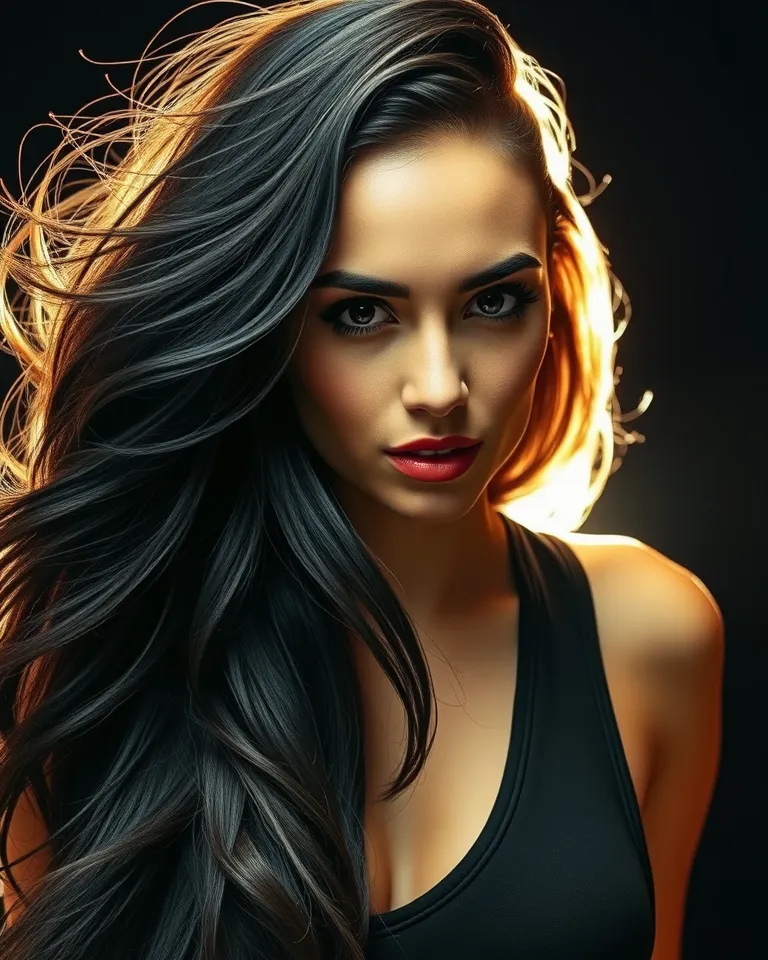 Luminescent Lady with Iridescent Hair in Sunlight