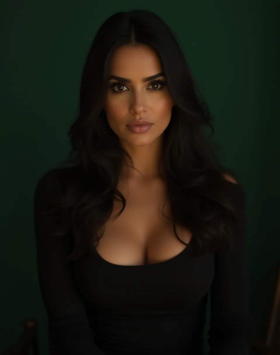 Mystical Glamour: Salma Hayek in Green Backdrop