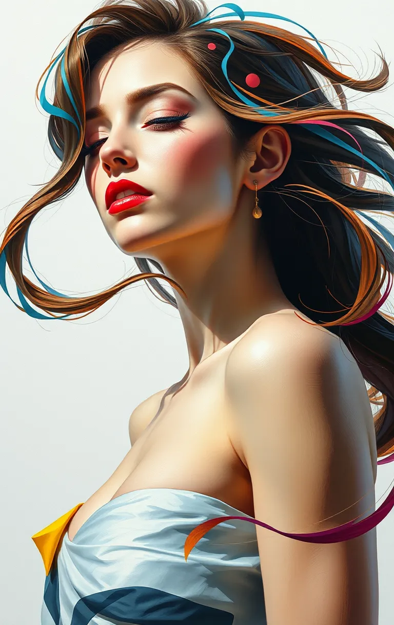 Title: "Luminous Fantasy: Lois van Baarle & Greg Rutkowski's Abstract Portrait