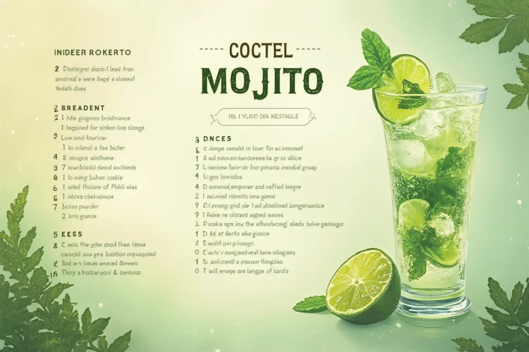 Modern Mojito Recipe Page: Fresh and Vibrant Design