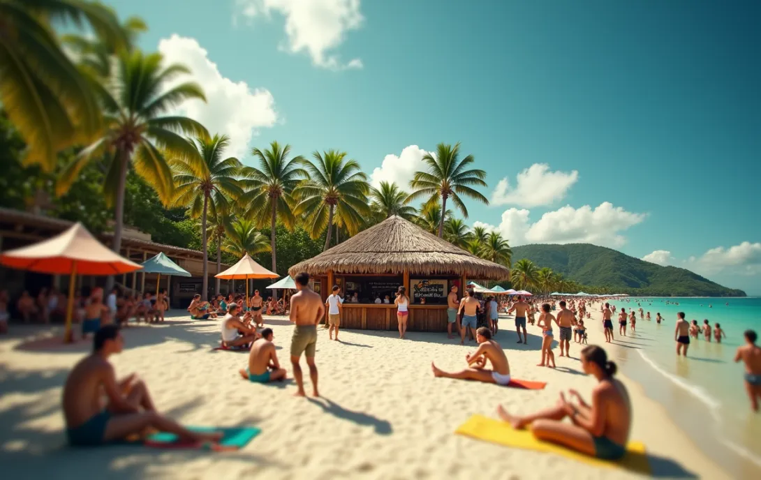Tropical Beach Scene with Active Bar - Perfect Mojito