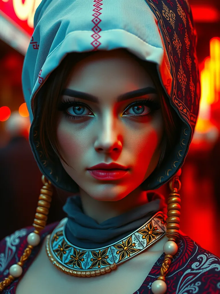 Title: "Greg Rutkowski's Hyperrealistic Cyber-Geisha: A Blade Runner 2077 Inspired Fusion