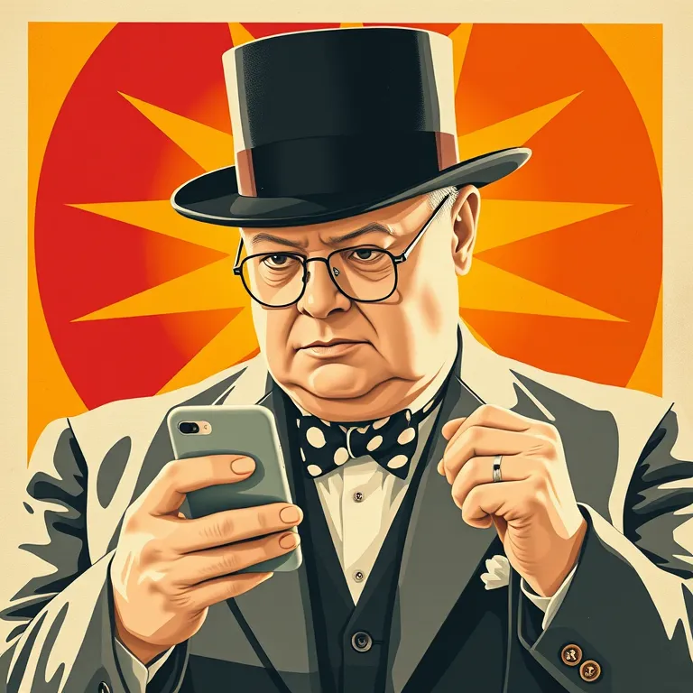 Constructivist Churchill with iPhone