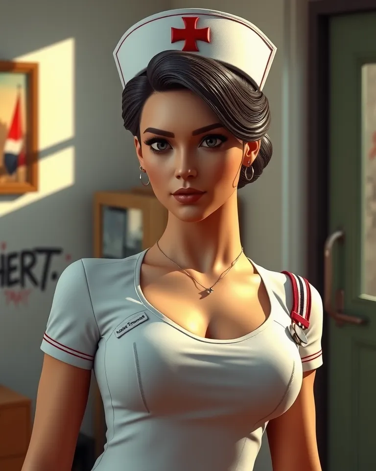 3D Nurse Natalie Thompson: Polished Focus Amid Graffiti