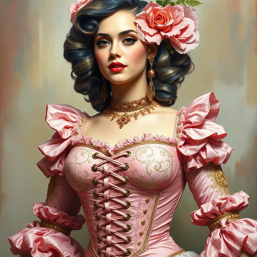 Rococo-Inspired Portrait of Katy Perry in Pastel Gold and Pink

This title keeps it simple, clear, and concise while providing a sense of the style, subject, and color palette of the AI art.