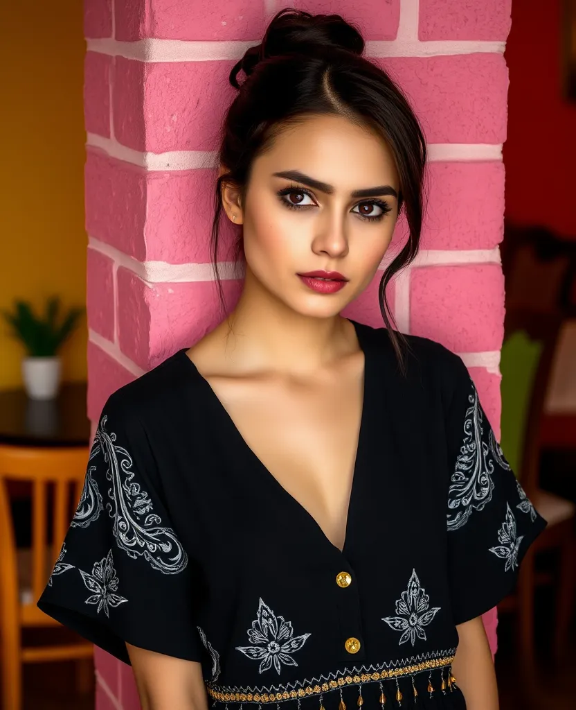 Curious Beauty in a Pink Cafe