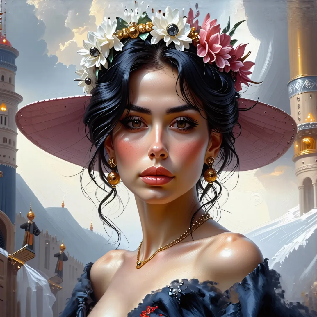 Hyper realistic digital painting, Full body illustration of Monica Bellucci as a