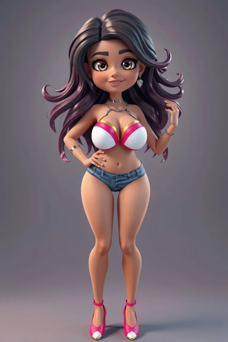 Adorable 3D Character, Full body illustration of Sofie Vergara as a gorgeous