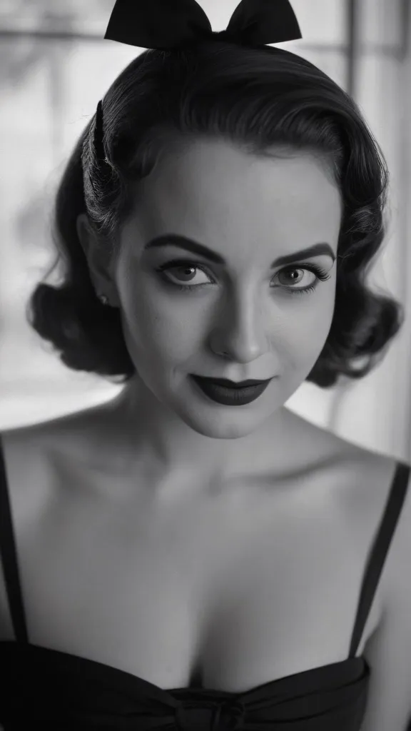 cinematic photo film noir style The image features a woman with voluminous