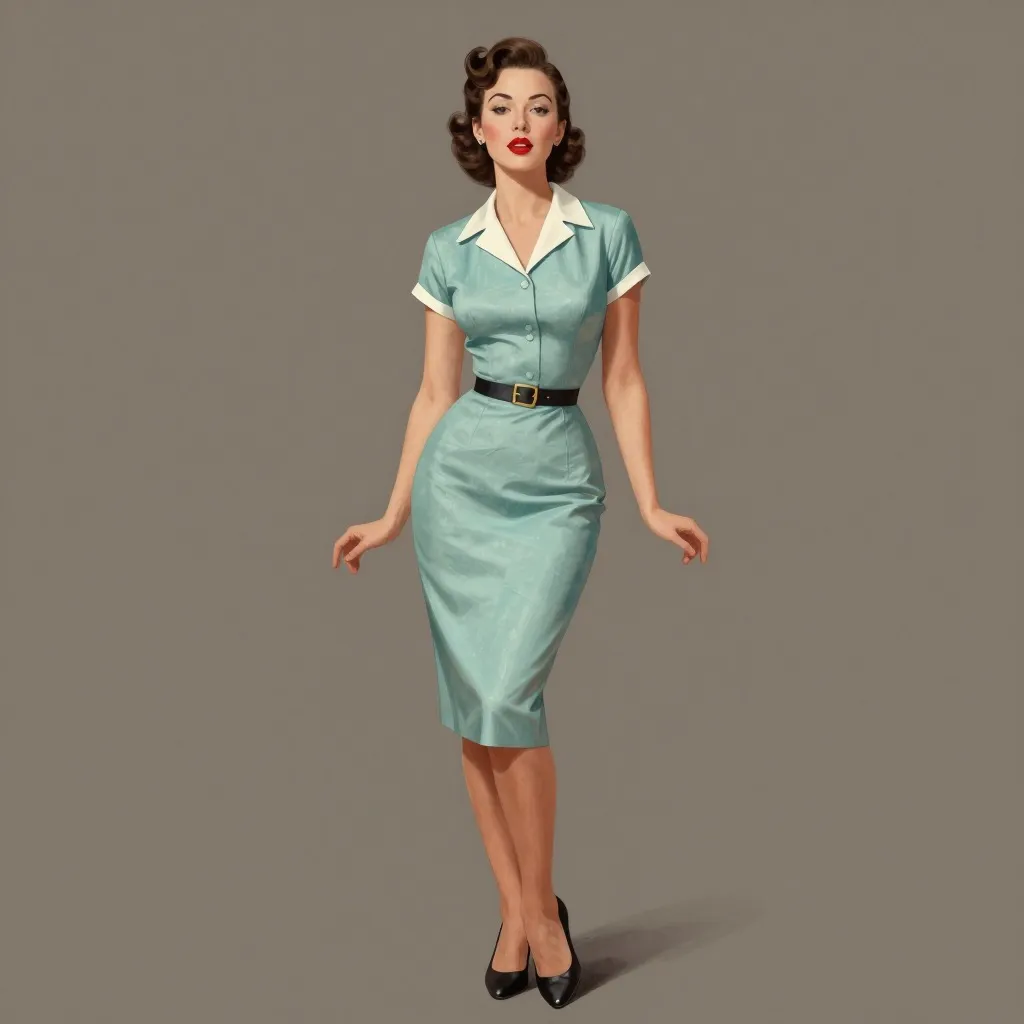 concept art A vintage-style photo of a woman in a 50s dress