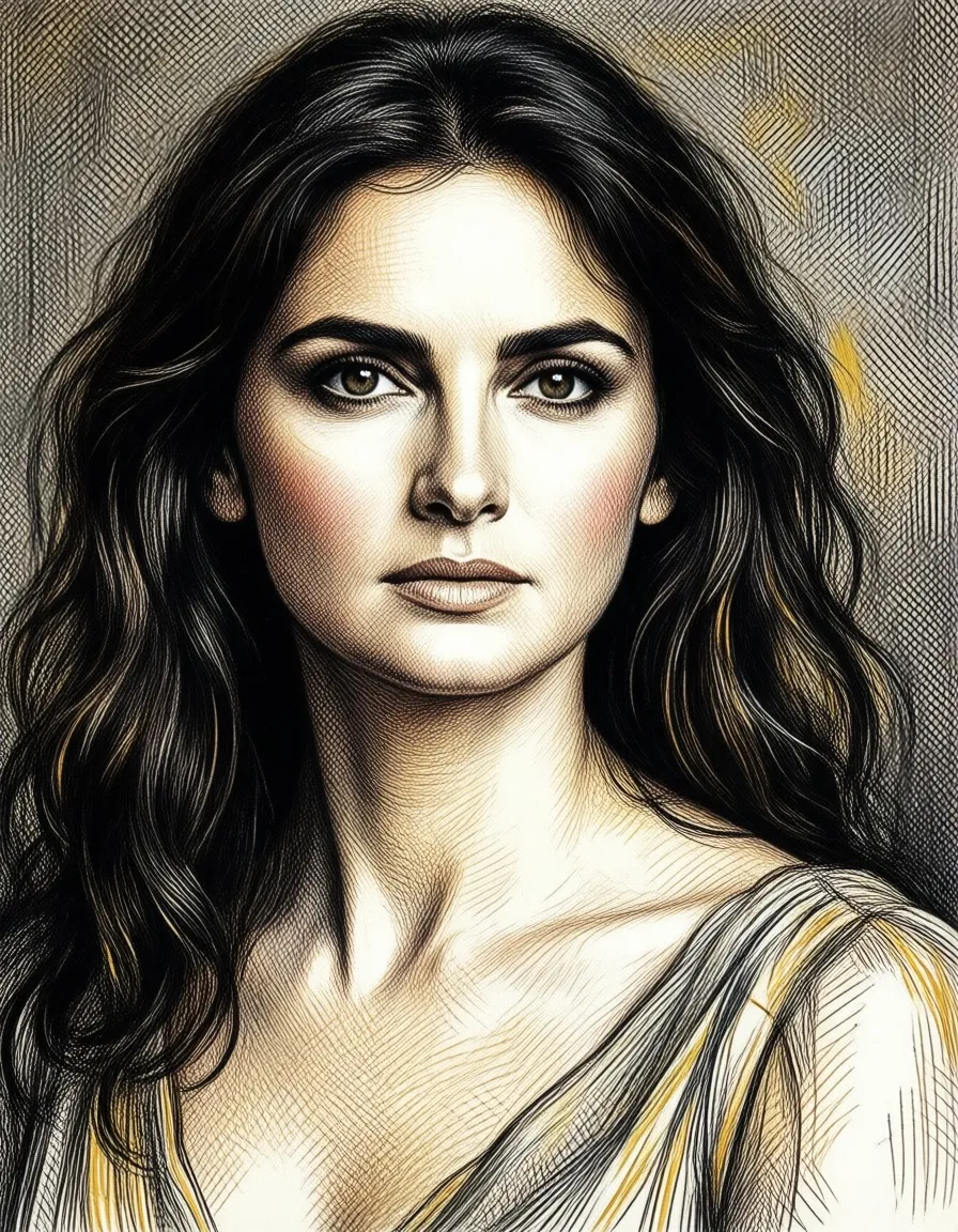 Penélope Cruz painted in the style of Degas