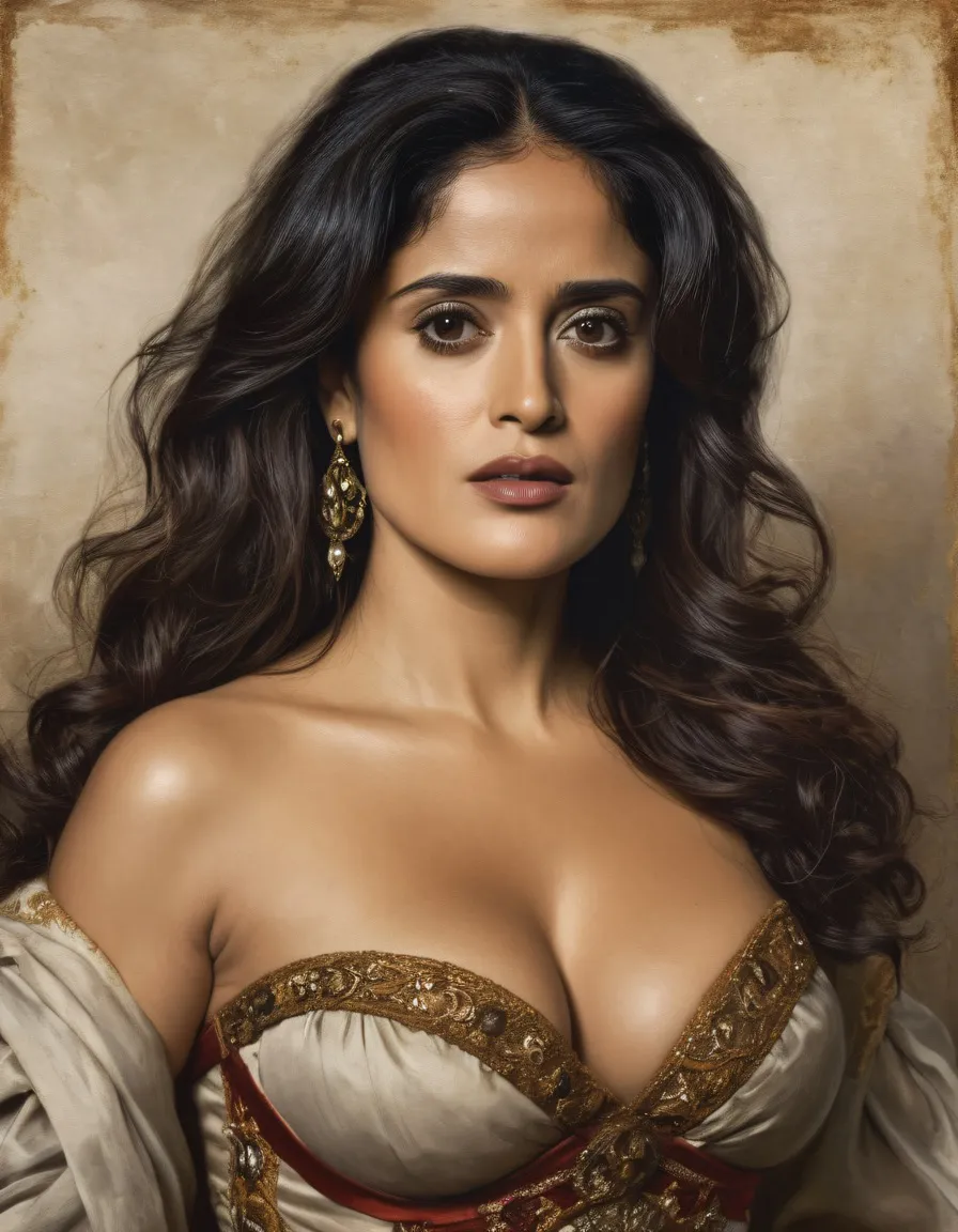 Salma Hayek, painted in the style of Rubens