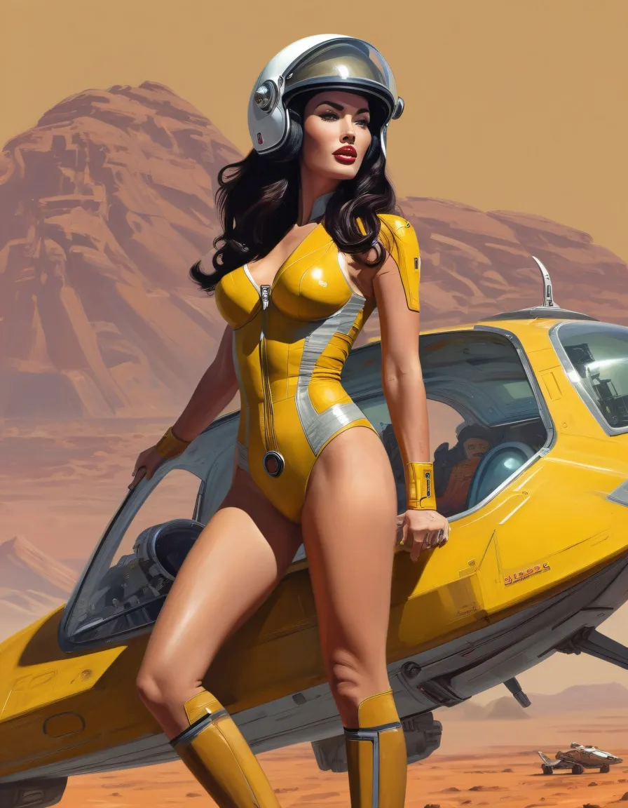 Hyper detailed Full body pin up digital painting of Megan Fox as